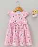 Yellow Duck Half Sleeves Frock Unicorn Print - Pink