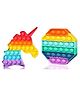 Enorme Unicorn Xexagone Shape Pop Bubble Stress Relieving Silicone Pop It Fidget Toys Pack of 2 - Multicolor