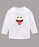 KAVEE 100% Cotton Bio Washed Full Sleeves Smiley Print Tee - White