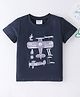 Kookie Kids Half Sleeves T-Shirt Airplane Print - Navy Blue
