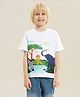Kookie Kids Half Sleeves T-Shirt Animal Print  - White