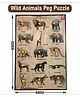 WISSEN Wooden Wild Animals Educational Knob Tray Multicolor - 15 Pieces