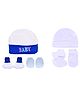 The Little Lookers Cotton Cap Mitten and Booties Set Pack of 2 - Blue White