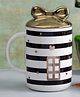 A Vintage Affair Striped Mug with Lid Black - 350 ml