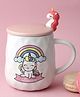 A Vintage Affair Rainbow Printed Ceramic Unicorn Mug With Lid Multicolour - 350 ml