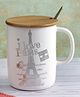 A Vintage Affair I love Paris Ceramic Mug With Lid And Spoon Silver - 350 ml