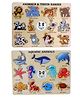 Enjunior Box Wooden Aquatic Animals & Animals & Their Babies Puzzle with Knobs Multicolour - 23 Pieces