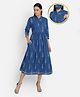 Zelena Maternity Three Fourth Sleeves Motif Print Kurti - Blue