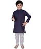 P-MARK Full Sleeves Self Pattern Kurta Pyjama - Royal Blue