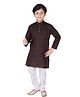P-MARK Full Sleeves Self Pattern Kurta Pyjama  - Maroon