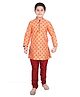 P-MARK Full Sleeves Dice Design Kurta With Pajama - Orange