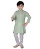 P-MARK Full Sleeves Striped Pattern Kurta Pyjama  - Light Green