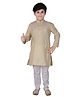 P-MARK Full Sleeves Striped Pattern Kurta Pyjama  - Beige