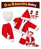 Fiddlerz Christmas Santa Claus Costume With Jacket Pant Cap Pouch Christmas Party Goggle Frame & Beard For Kids - Red