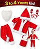 Fiddlerz Christmas Santa Claus Costume With Jacket Pant Cap Pouch Christmas Party Goggle Frame & Beard For Kids - Red