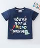 Kookie Kids Half Sleeves T-Shirt Text Print - Navy Blue