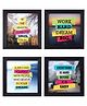 Motivational Quote Poster with Frame, Set of 4 - Black