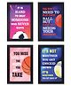 Sports Inspirational Quote Poster with Frame, Set of 4 - Black