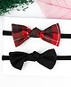 Knotty Ribbons Checked Knot Bow Headband Set - Red & Black