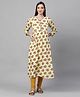 MomToBe Three Fourth Sleeves Floral Print Maternity Kurta - Yellow