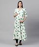 MomToBe Half Sleeves Floral Print Maternity Kurta - Off White