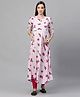 MomToBe Half Sleeves Floral Print Maternity Kurta - Pink