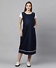 MomToBe Half Sleeves Solid Color Maternity Dress -  Blue