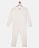 Mackly Full Sleeves Solid Thermal Tee With Pants - Off White