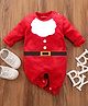 Knitroot Full Sleeves Christmas Santa Costume Romper - Red