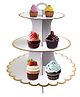Party Anthem 3 Tier Gold Foil Scalloped Cardboard Cupcake Stand - White