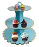 Party Anthem 3 Tier Gold Foil Scalloped Cardboard Cupcake Stand - Teal
