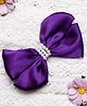 Ribbon candy Satin Bow With Pearls Detailing Hair Clip - Purple
