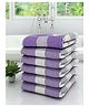 Athom Living 100% Premium Cotton Bath Towel Pin Stripes Print Pack Of 6 - Purple