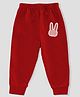 KAVEE 100% Cotton Biowashed Full Length Lounge Pant Bunny Print - Red