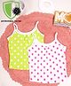 COCOON ORGANICS Pack Of 2 Sleeveless Polka Dot Printed Anti Microbial Spaghetti Top - Green & White