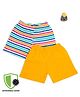 COCOON ORGANICS Pack Of 2 Anti Microbial Striped & Solid Colour Organic Cotton Shorts - Blue & Yellow