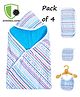 COCOON ORGANICS Anti Microbial Cotton Super Soft Terry Towel Swaddle & Burp Cloth With Wash Cloth And Bib Set - Blue