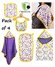COCOON ORGANICS Pack Of 4 Anti Microbial Cotton Super Soft Terry Towel Swaddle & Burp Cloth With Wash Cloth And Bib Set - Purple