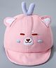 Babyhug Bear Face Embroided Baseball Cap - Pink