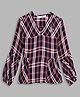 Elle Kids Full Sleeves Checked Top - Navy Blue
