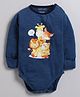 Polka Tots Full Sleeve Folded Mittens Style Animals Print Onesie - Navy Blue
