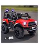POBO 4X4 Battery Operated Ride On Jeep with Music Lights & Remote Control -Red |Rechargeable Battery|Built-in Music & AUX|Openable Doors|Easy to Assemble