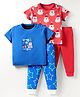Kidi Wav Pack Of 2 Full Sleeves Cartoon Police Tiger & Santa Claus Face Printed Tees & Joggers Set - Multi Colour