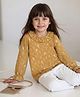 Lilly + Sid 100% Cotton Full Sleeves Top Fairy Print - Mustard Yellow