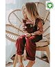 Lilly + Sid Sleeveless 100% Organic Cotton Dungarees Solid Color - Maroon