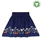 Lilly + Sid 100% Cotton Knee Length Applique Hem Skirt Floral Design - Navy