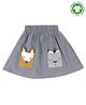 Lilly + Sid 100% Cotton Chambray Knee Length Skirt with Animal Applique Pocket - Blue
