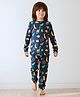 Anthrilo 100% Organic Cotton Full Sleeves Dinosaur Printed Night Suit - Navy Blue