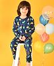 Anthrilo 100% Organic Cotton Full Sleeves Dinosaur Printed Night Suit - Navy Blue
