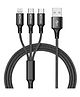 Portronics Konnect 3 in 1 Multifunctional Fast Charging Cable - Black